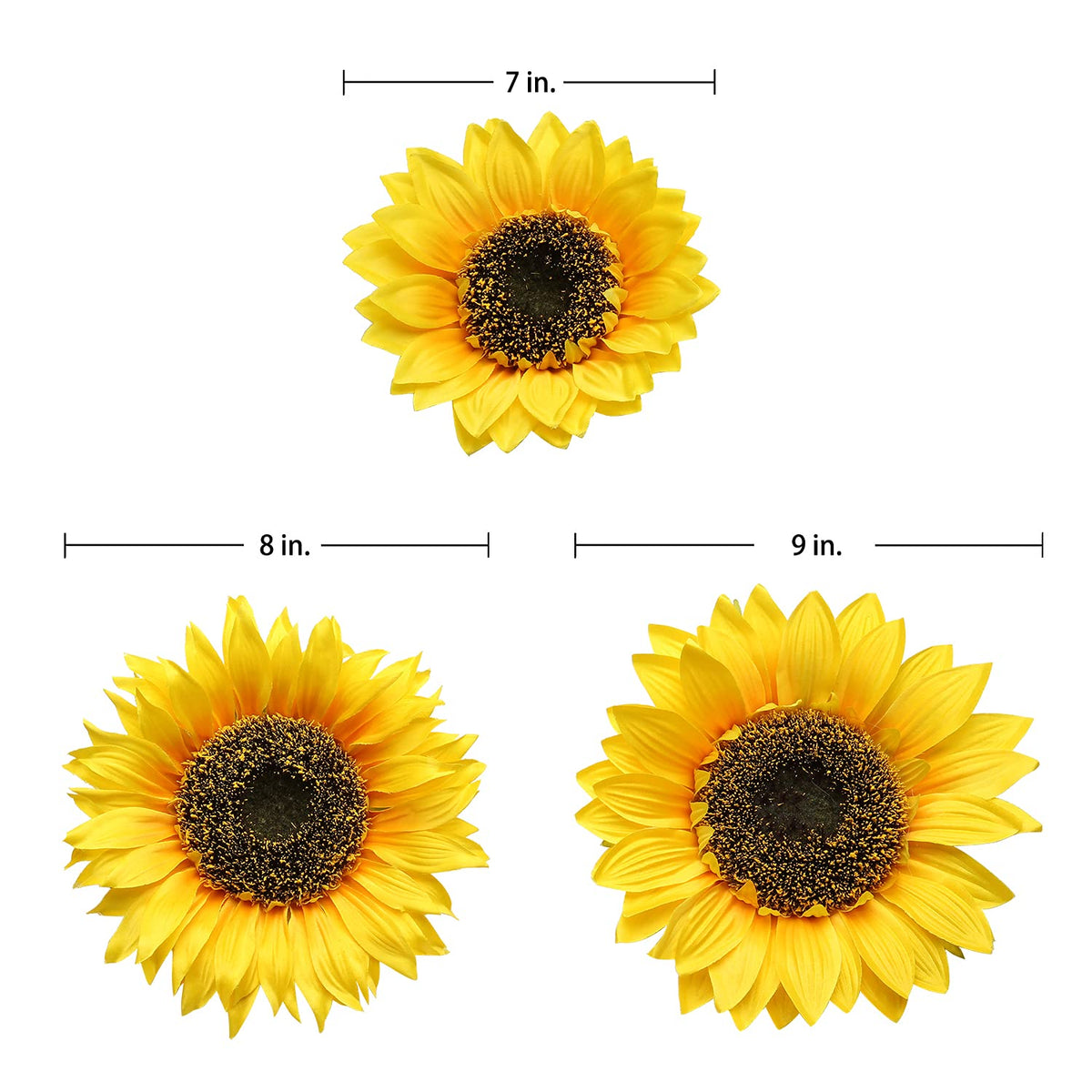 DILATATA three-pack sunflower heads with detachable stems for customization