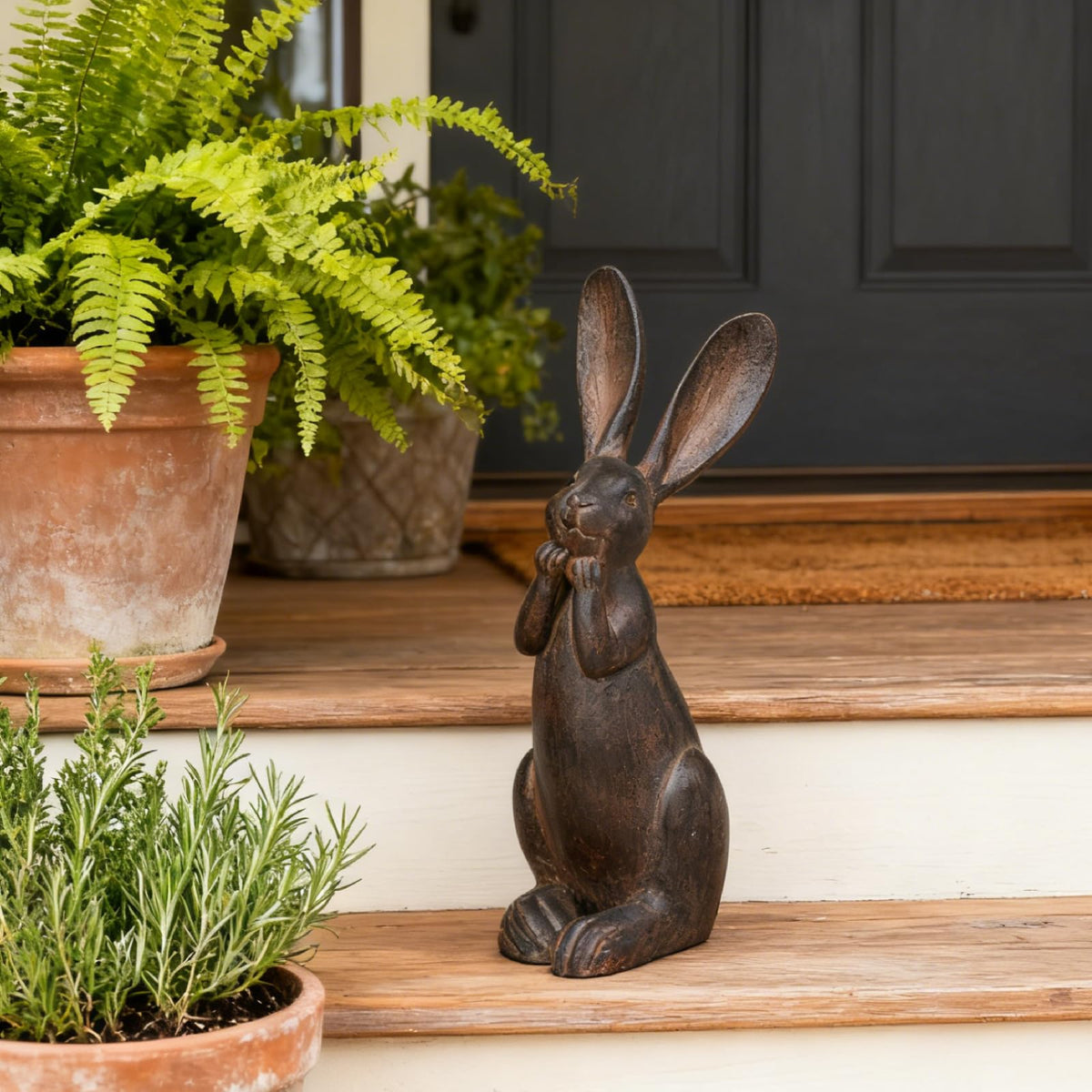 DiliComing bunny figurine greeting guests on porch or entryway