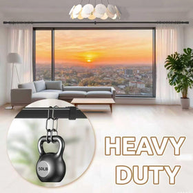 Dimili heavy-duty curtain rod supports heavy curtains without sagging.