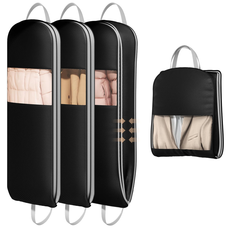 DIMJ 3-pack of 54-inch garment bags folded for travel storage