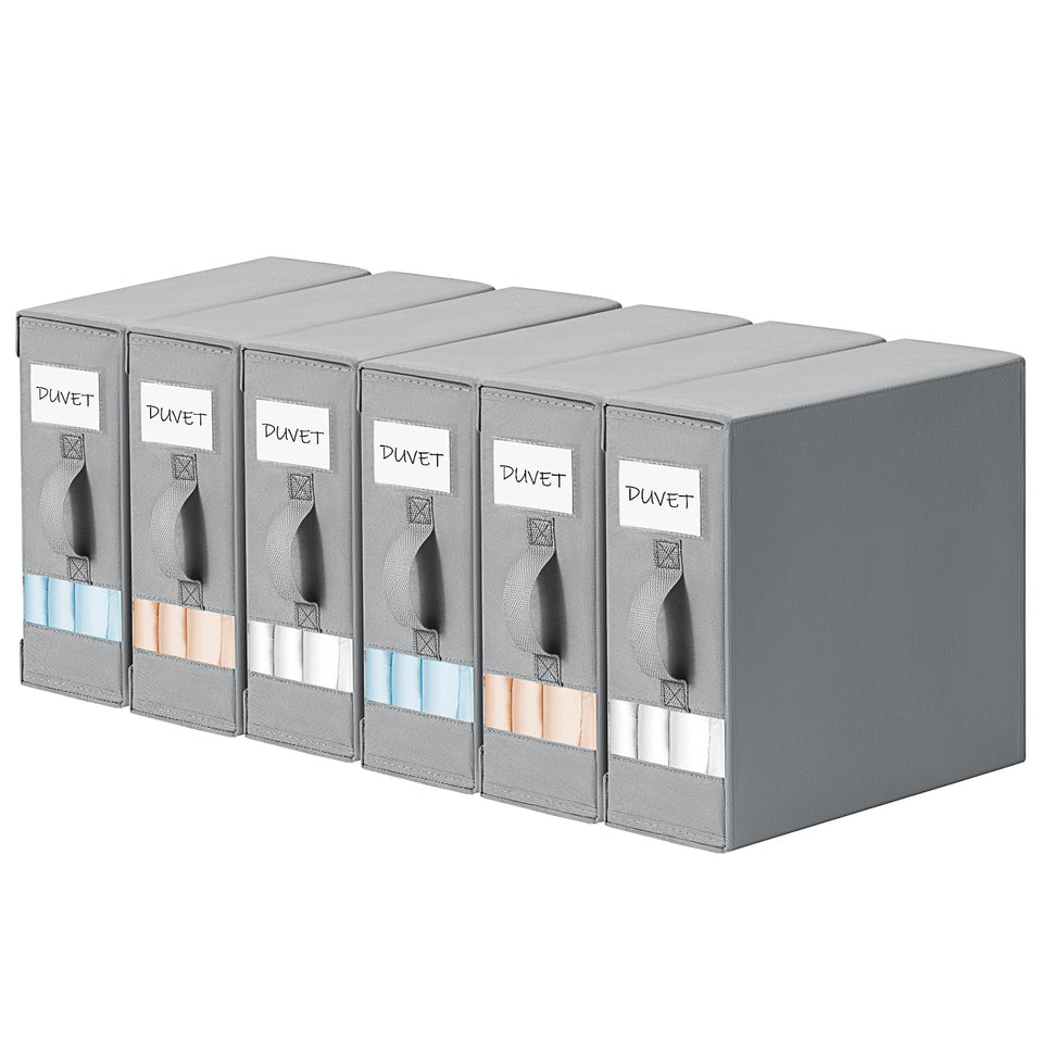 DIMJ bed sheet organizers with foldable design keep sheets neatly organized and accessible.