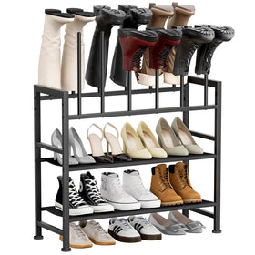 DIMJ boot rack 4-tier front view keeps tall boots organized for quick access.