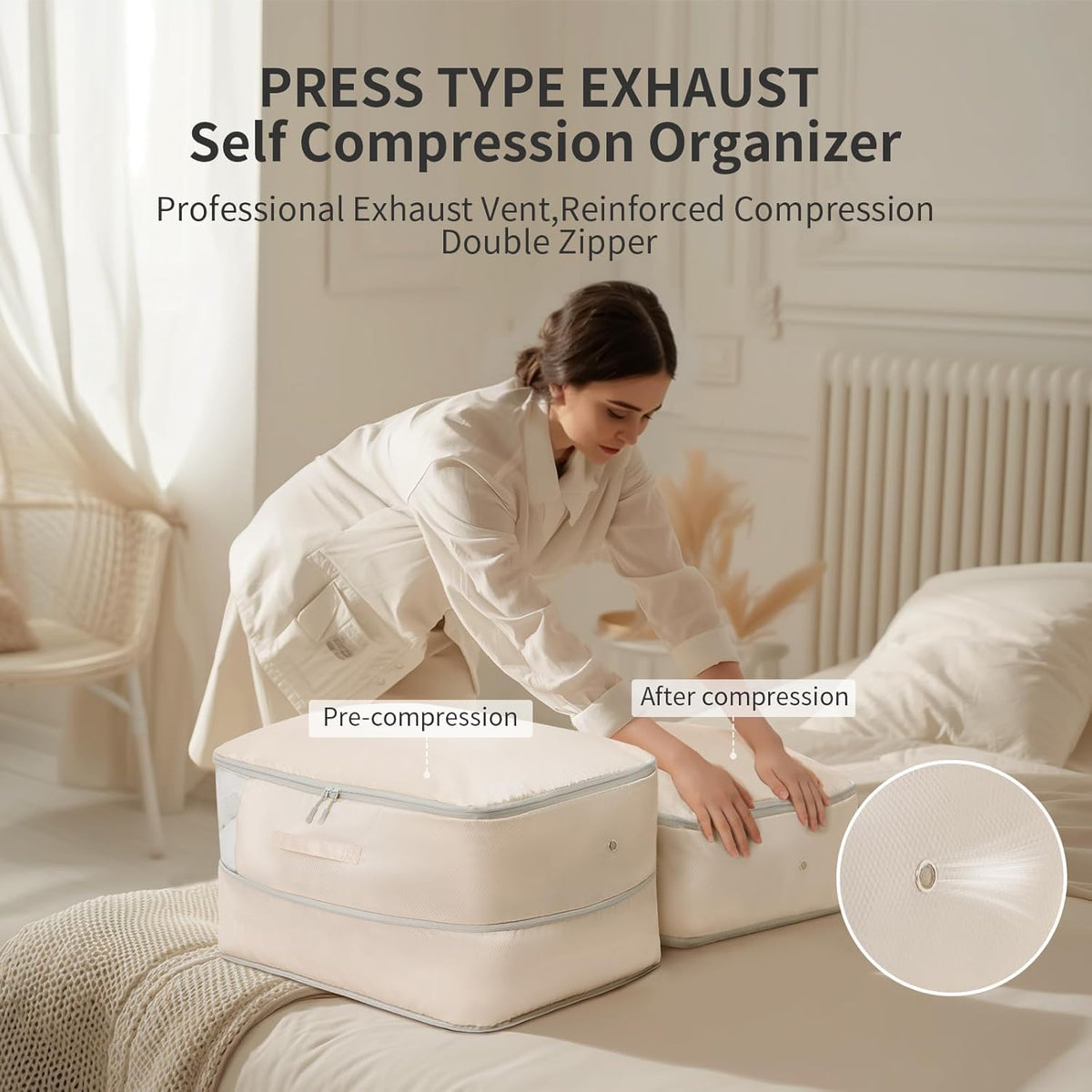 DIMJ Comforter Storage Bag with dual handles for easy lifting.