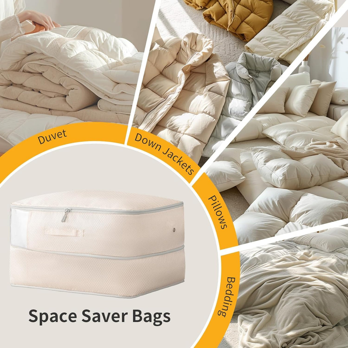 DIMJ Comforter Storage Bag reinforced stitching supports heavy loads.