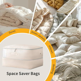 DIMJ Comforter Storage Bag reinforced stitching supports heavy loads.