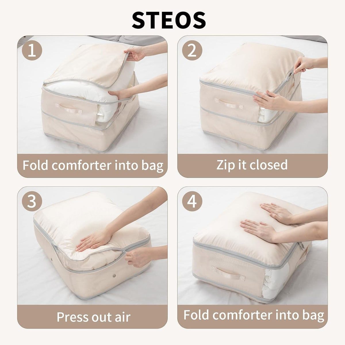DIMJ Comforter Storage Bag is water-resistant for seasonal storage.