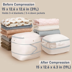 DIMJ compression bags middle compression design enables compact storage of bulky items.