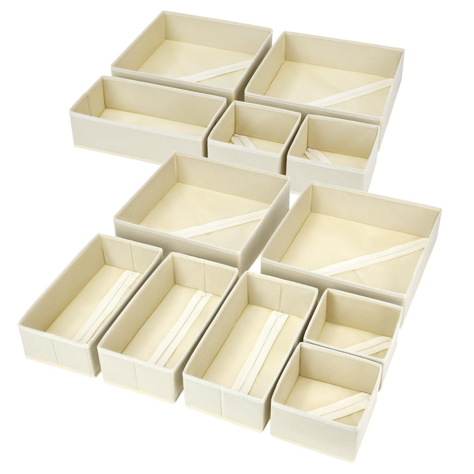 DIMJ large square beige drawer organizer in a drawer for underwear and socks