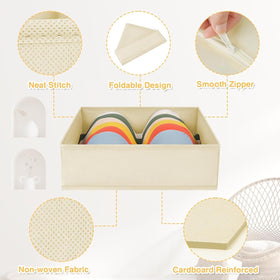 DIMJ small beige drawer organizer bin for ties and cosmetics.