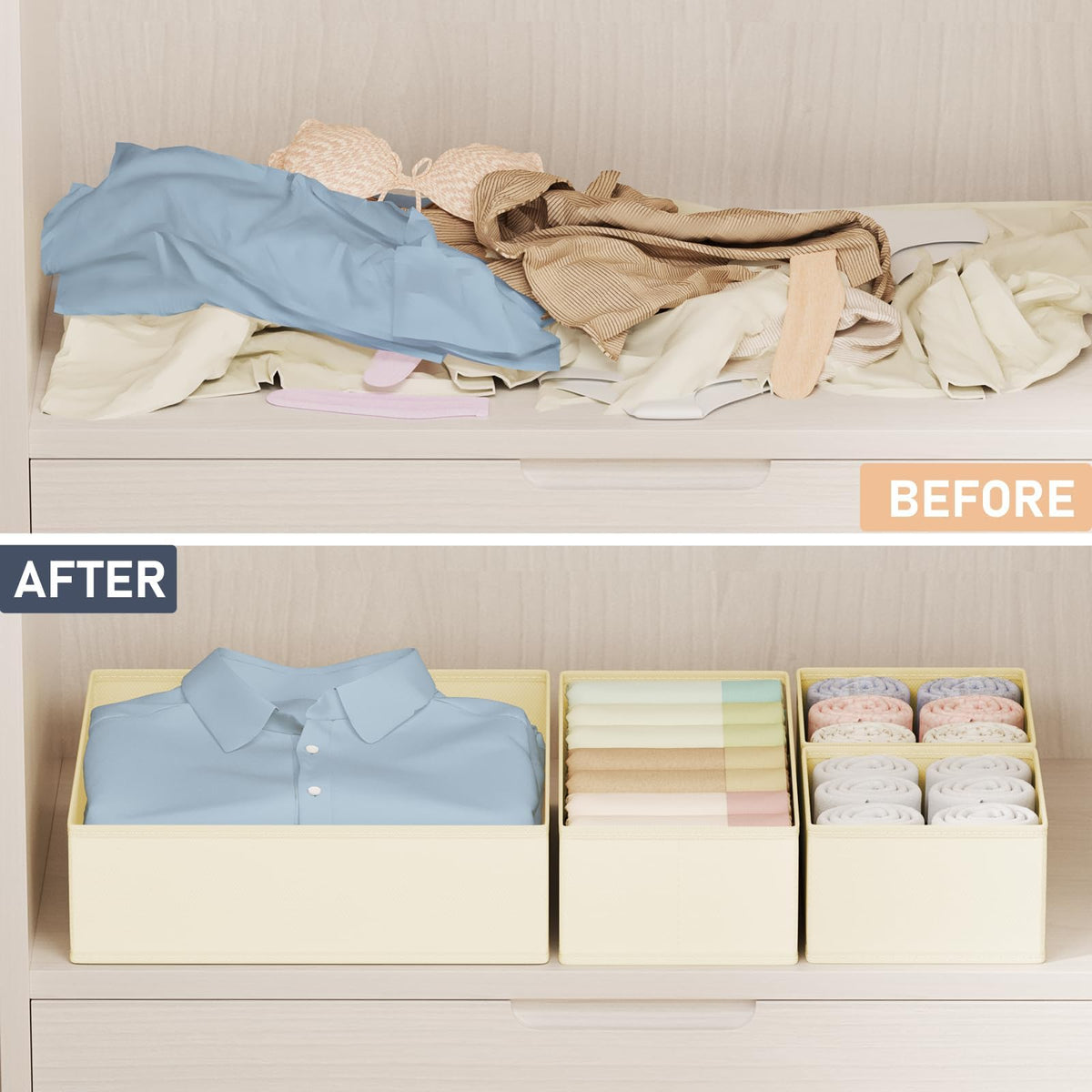 DIMJ baby clothes storage uses breathable fabric for delicate items.