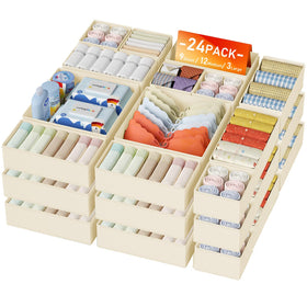 DIMJ drawer organizer folded flat for compact storage and quick setup.