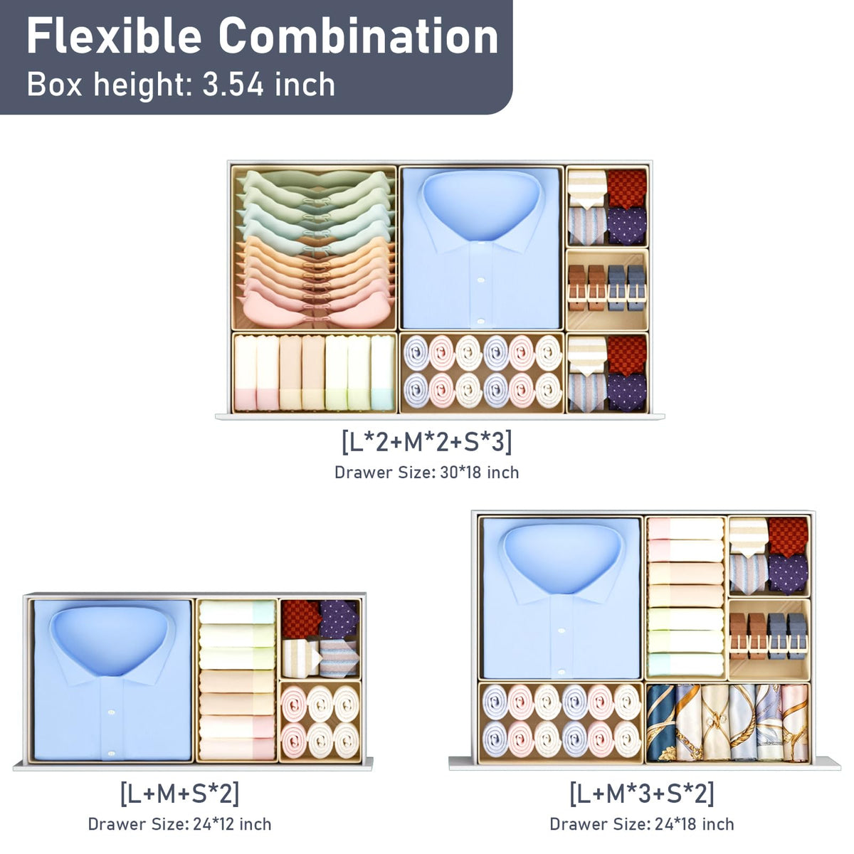 DIMJ drawer organizer foldable structure saves space when not in use