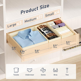 DIMJ drawer organizer medium box stacks support versatile closet configuration.