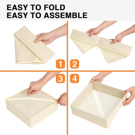 DIMJ foldable dresser organization bin in beige saves space when not in use.