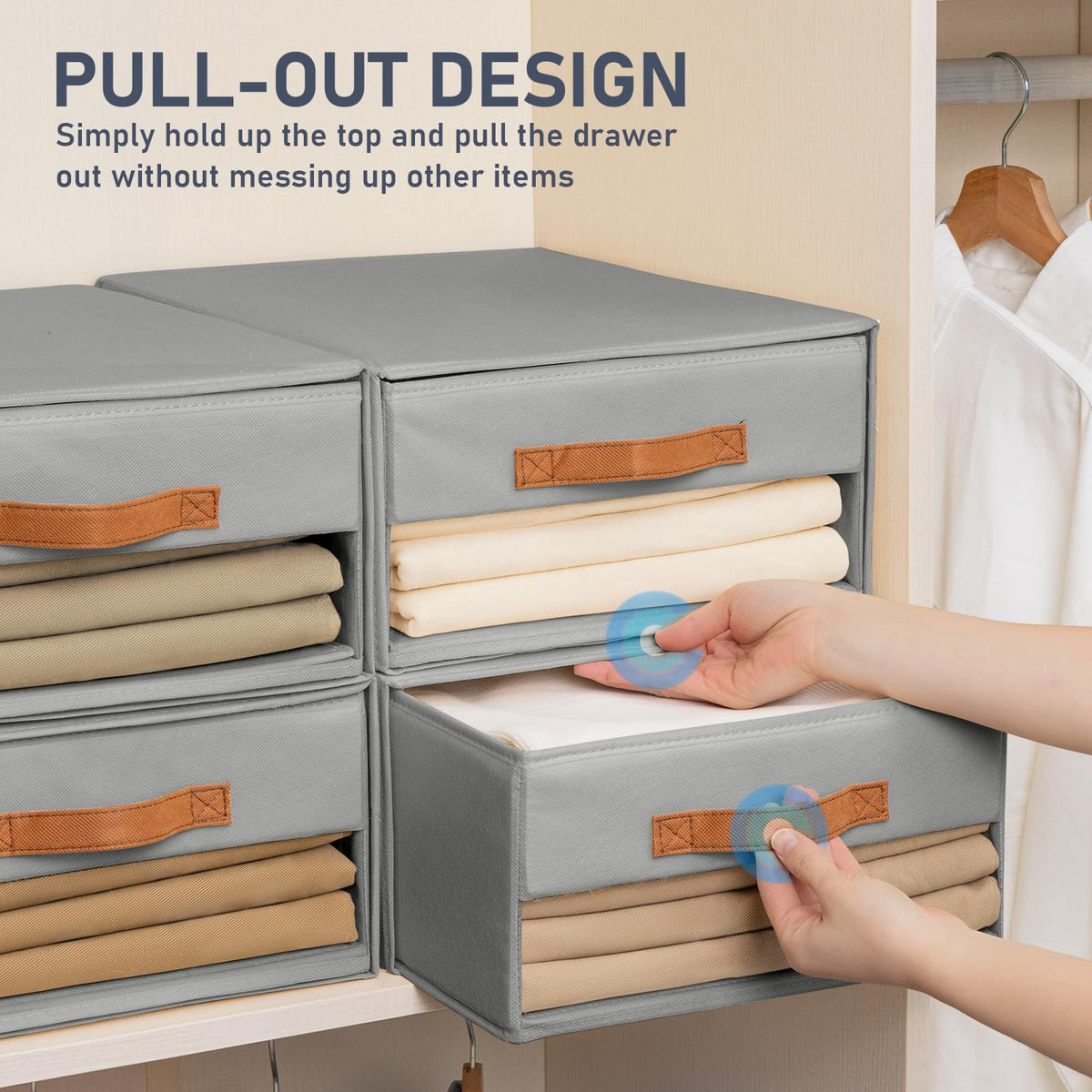 DIMJ foldable stackable storage drawer saves space when not in use