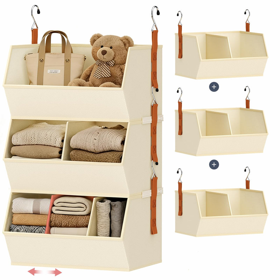 DIMJ Hanging Closet Organizer front view for easy access to folded garments.