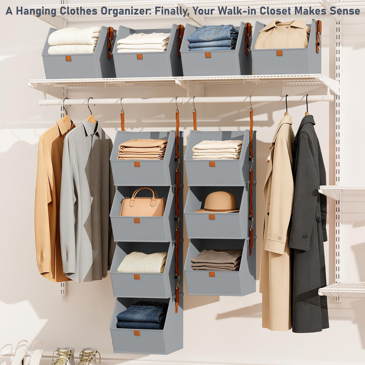 DIMJ organizer folded for compact storage in small spaces.