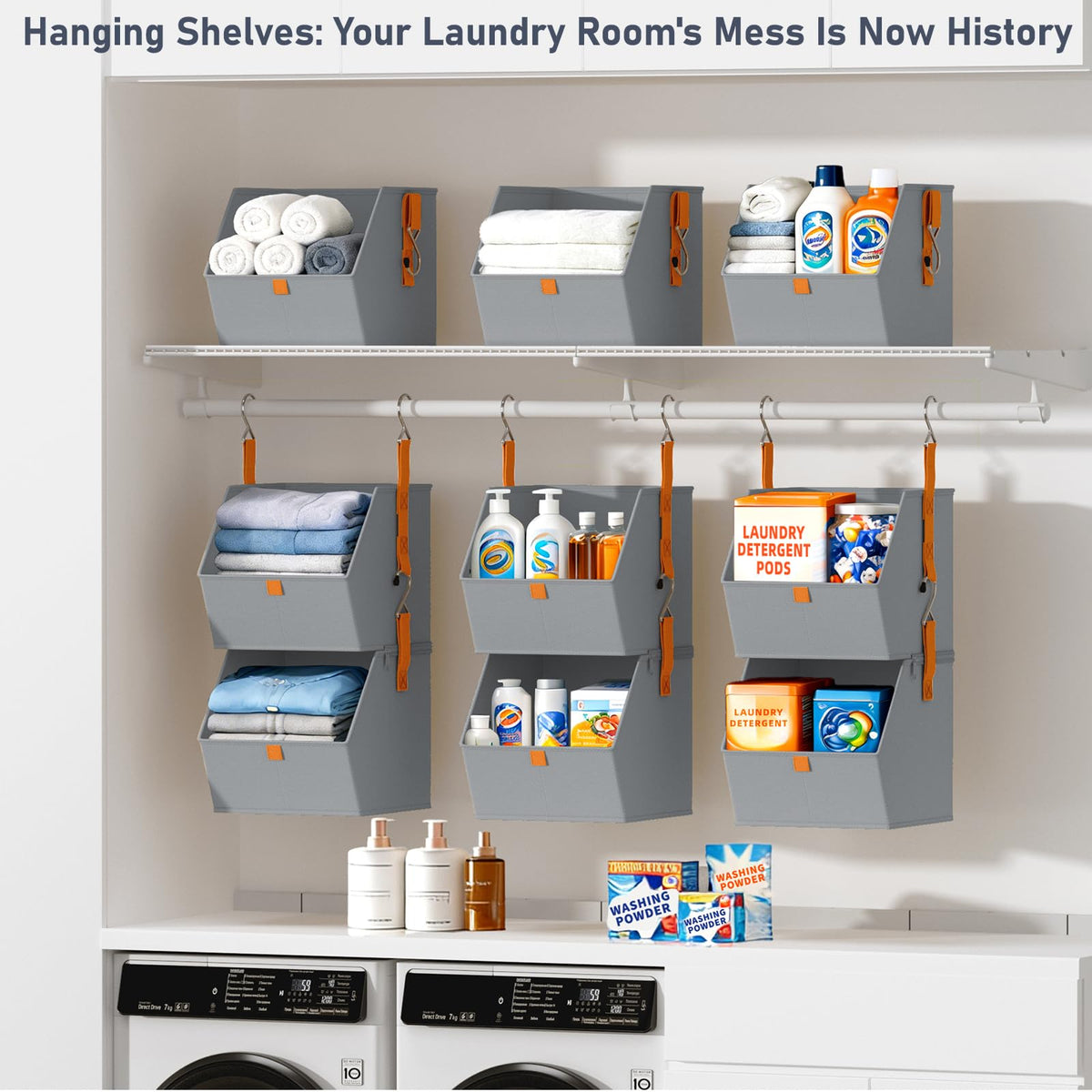 DIMJ 4-tier storage holds towels, sweaters, and more.
