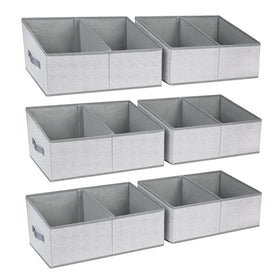 DIMJ large closet bin grey front view, showing spacious space for towels and clothes.
