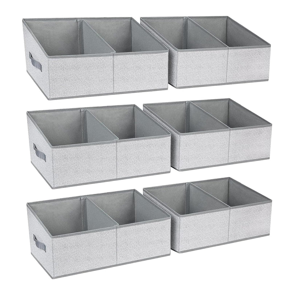 DIMJ large closet bin grey front view, showing spacious space for towels and clothes.