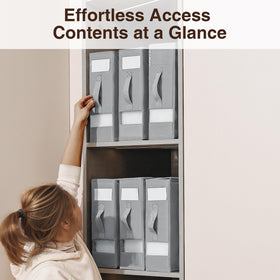 DIMJ linen closet organizer box fits Queen and King sets without crowding shelves.