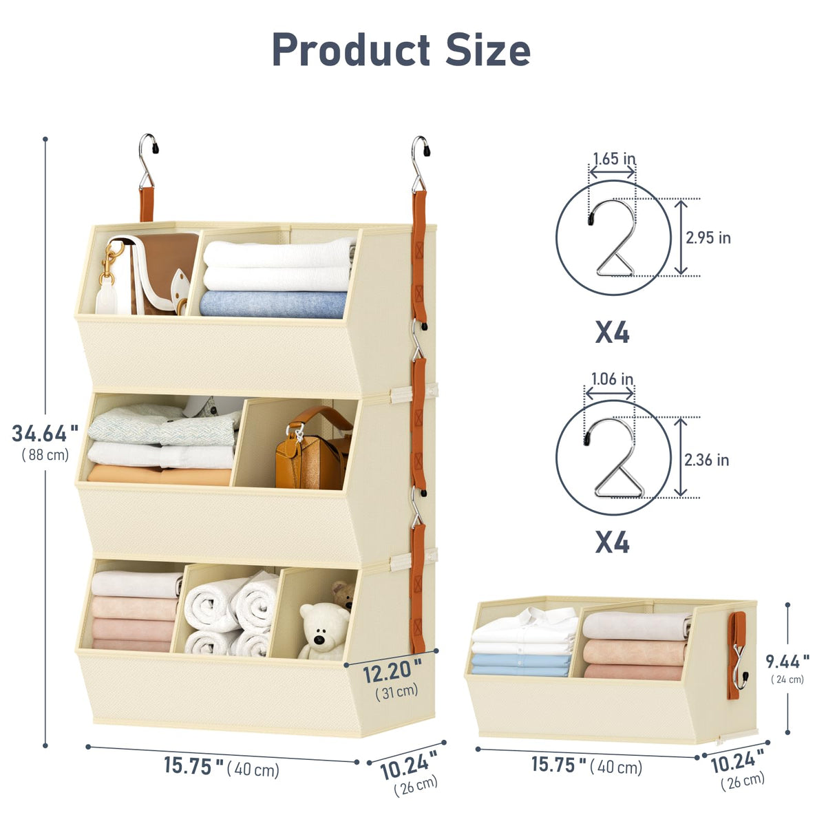 DIMJ Removable dividers create customized compartments for handbags and socks.