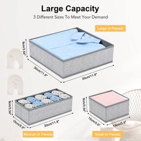 DIMJ sock and lingerie organizers in large, medium, and small bins for tidy drawers