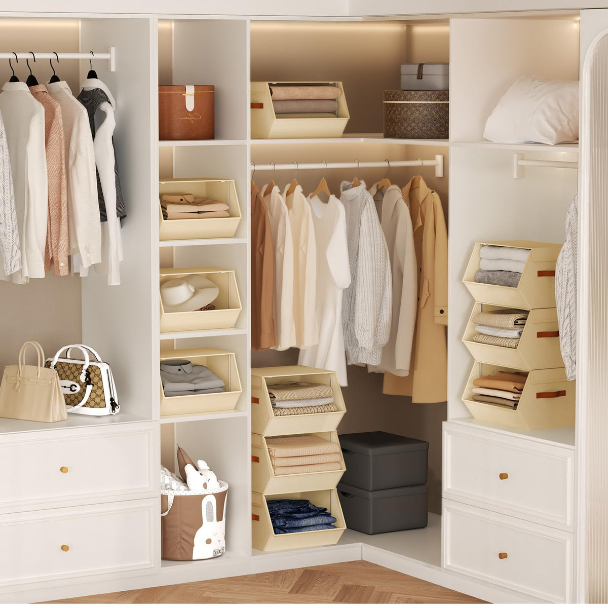DIMJ large-capacity bins organize blankets and everyday clothing neatly.