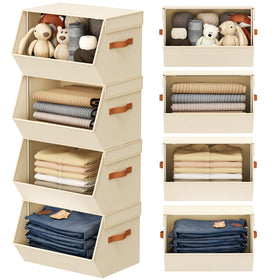 DIMJ stackable closet organizers with open front provide quick access to clothes.