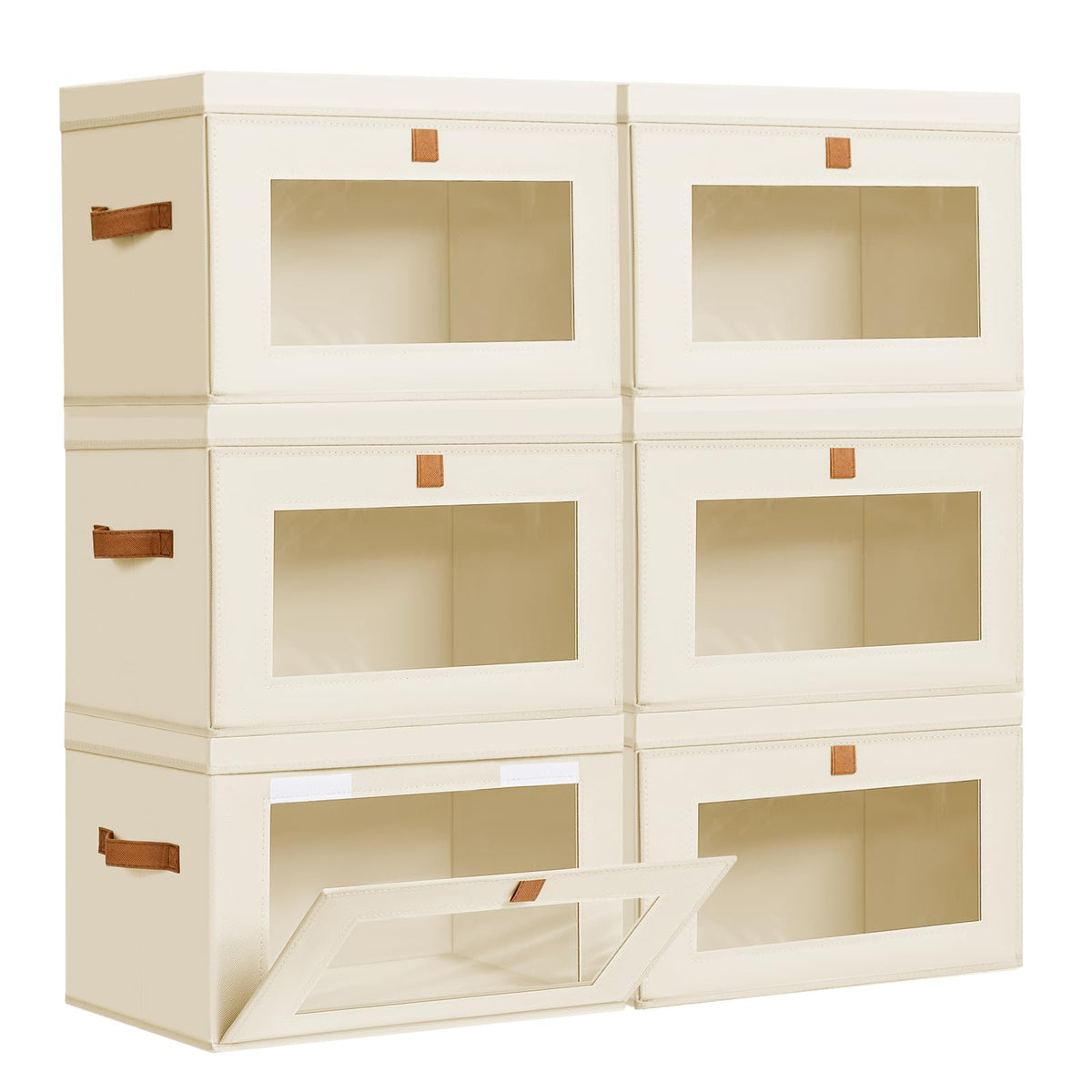 DIMJ storage bins with lids, front view, easy access for clutter-free living.
