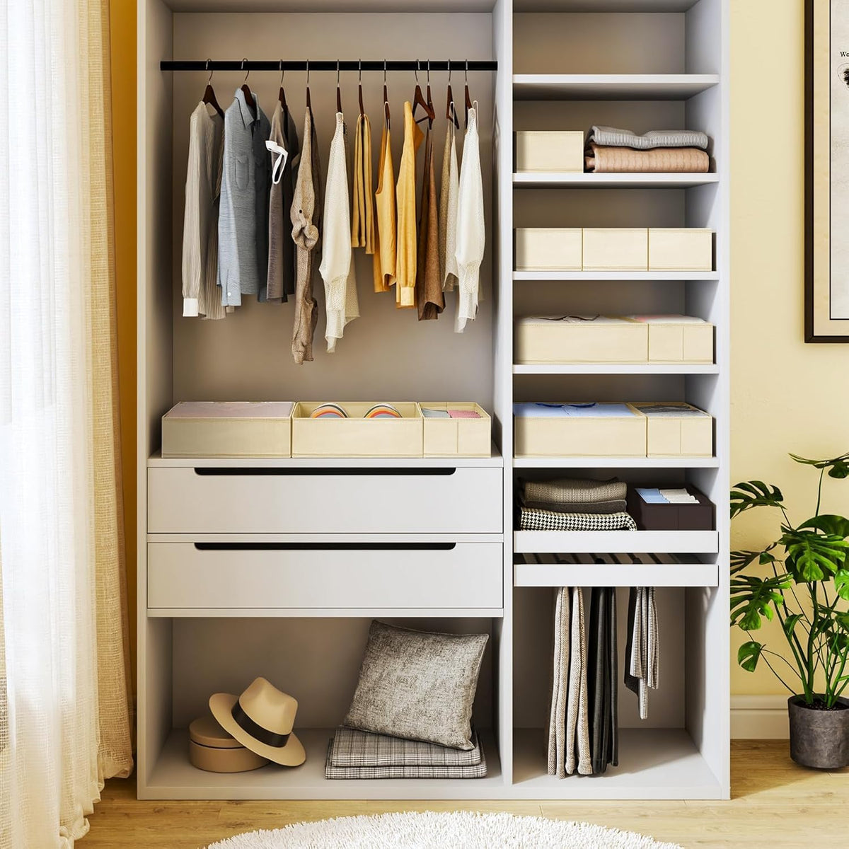 DIMJ wardrobe organizer bin keeps items visible and easy to find.