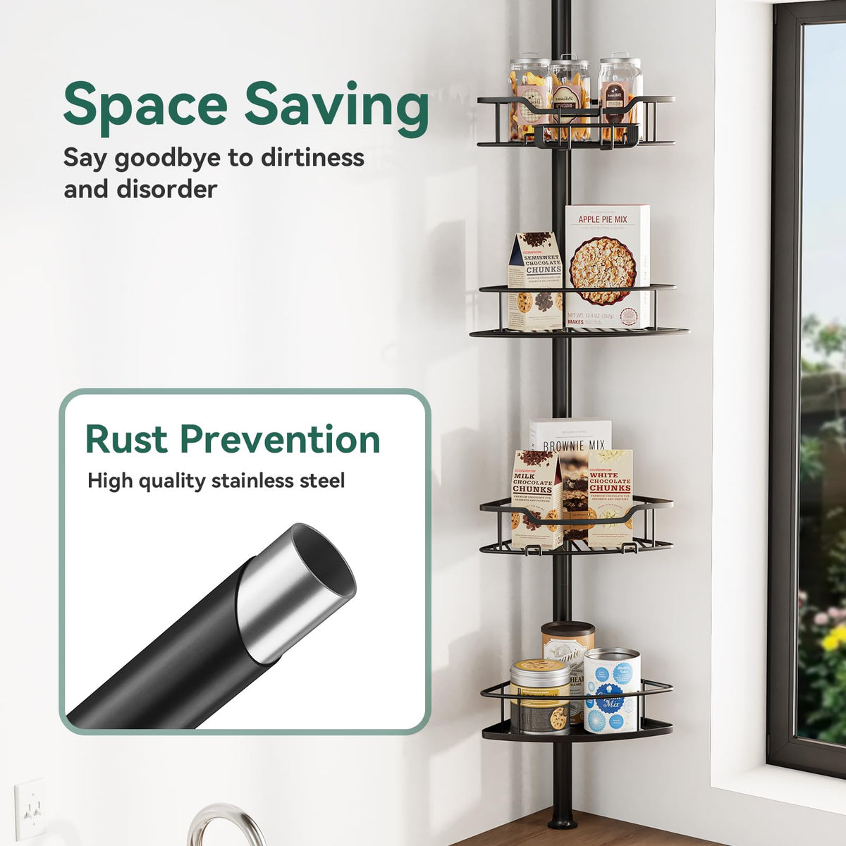 Dimyno corner shower caddy stainless steel construction for durability in humidity