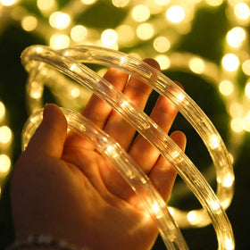 DINGFU 50ft rope light brightens decks and patios with warmth.