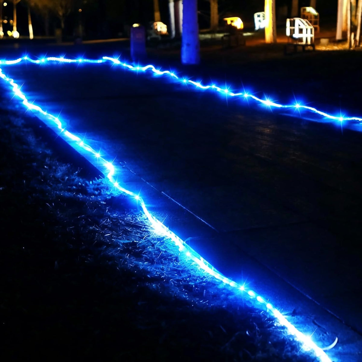 DINGFU poolside blue rope light creates night-time ambiance
