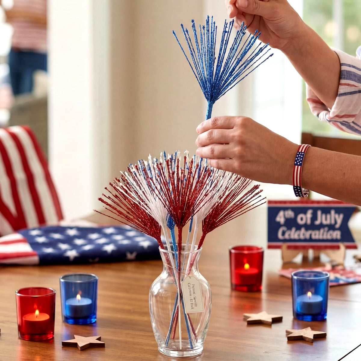 Dingion firework picks with glitter tips catch light beautifully.