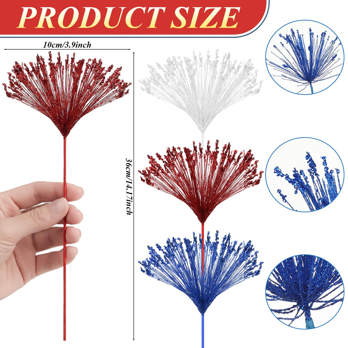 Dingion white firework picks bring classic patriotic flair to tables.