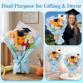 Dingion bouquet display highlighting yarn texture and craft.