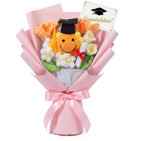 Dingion graduation bouquet with pink sunflowers and tulips for a lasting keepsake