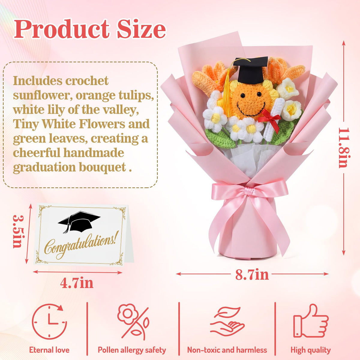Dingion handmade crochet flowers bouquet crafted with soft durable yarn