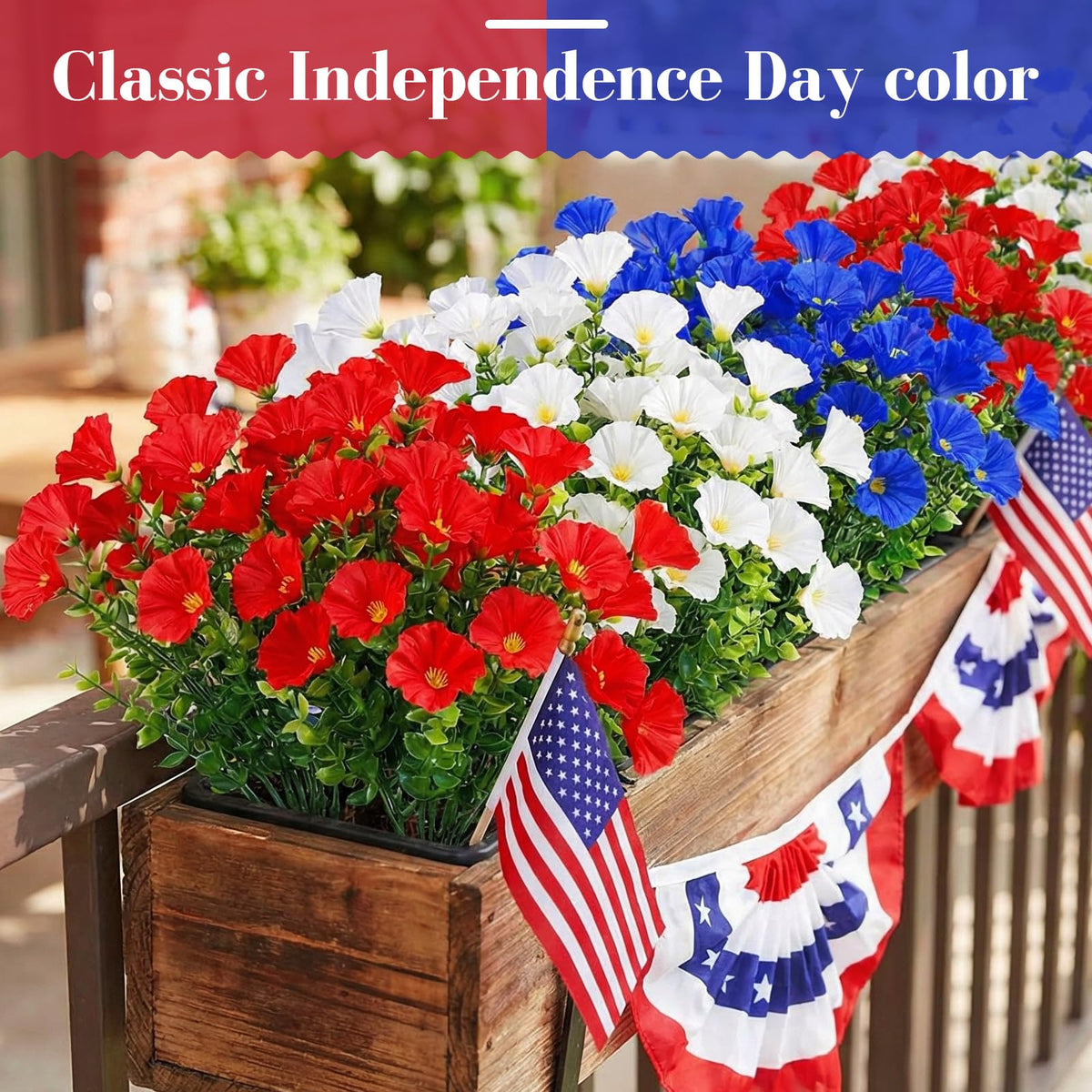 Dingion red-white-blue decor for 4th of July and memorial ceremonies.