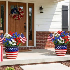 Dingion petunias in planters and window boxes add instant festive color.