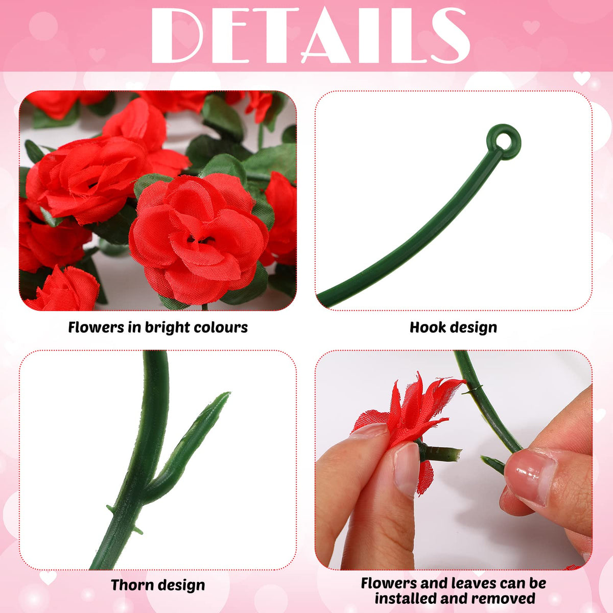 Dingion rose vine green leaf detail adds lush texture to backdrops.
