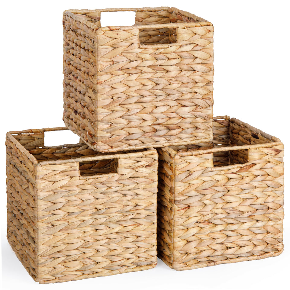 DINGTAI water hyacinth set 3 front view for tidy shelf storage