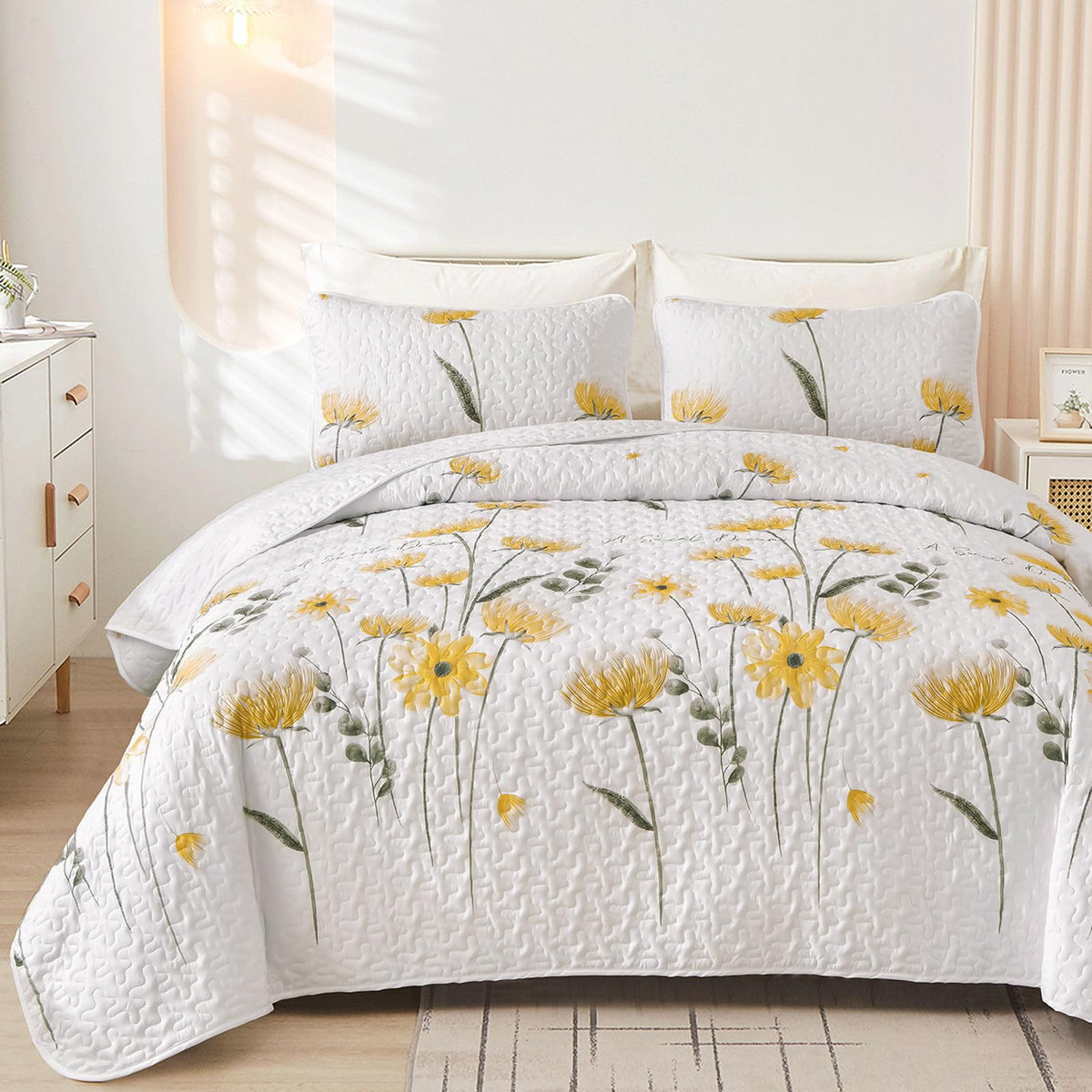 Two 20x29 inch pillowcases included with the Dinjoy quilt set