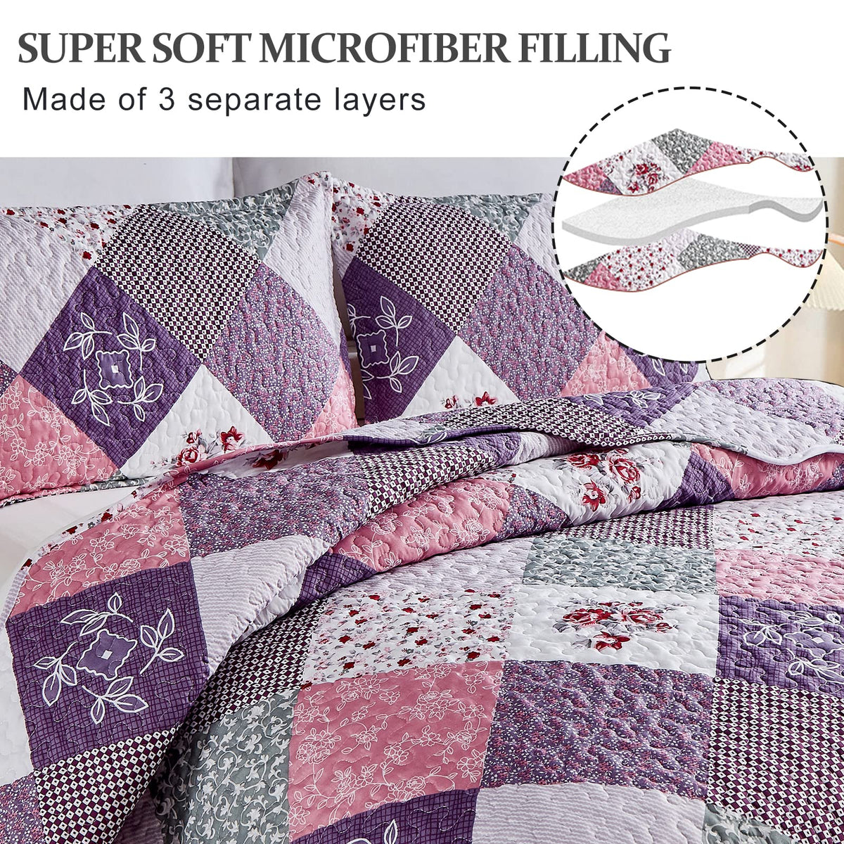 Dinjoy reversible design featuring two floral plaid patterns for versatile styling.
