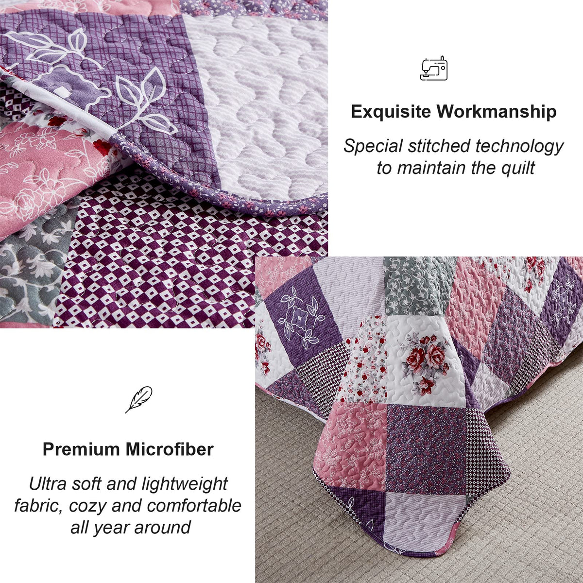 Dinjoy reversible plaid pattern offers versatile decorating options.