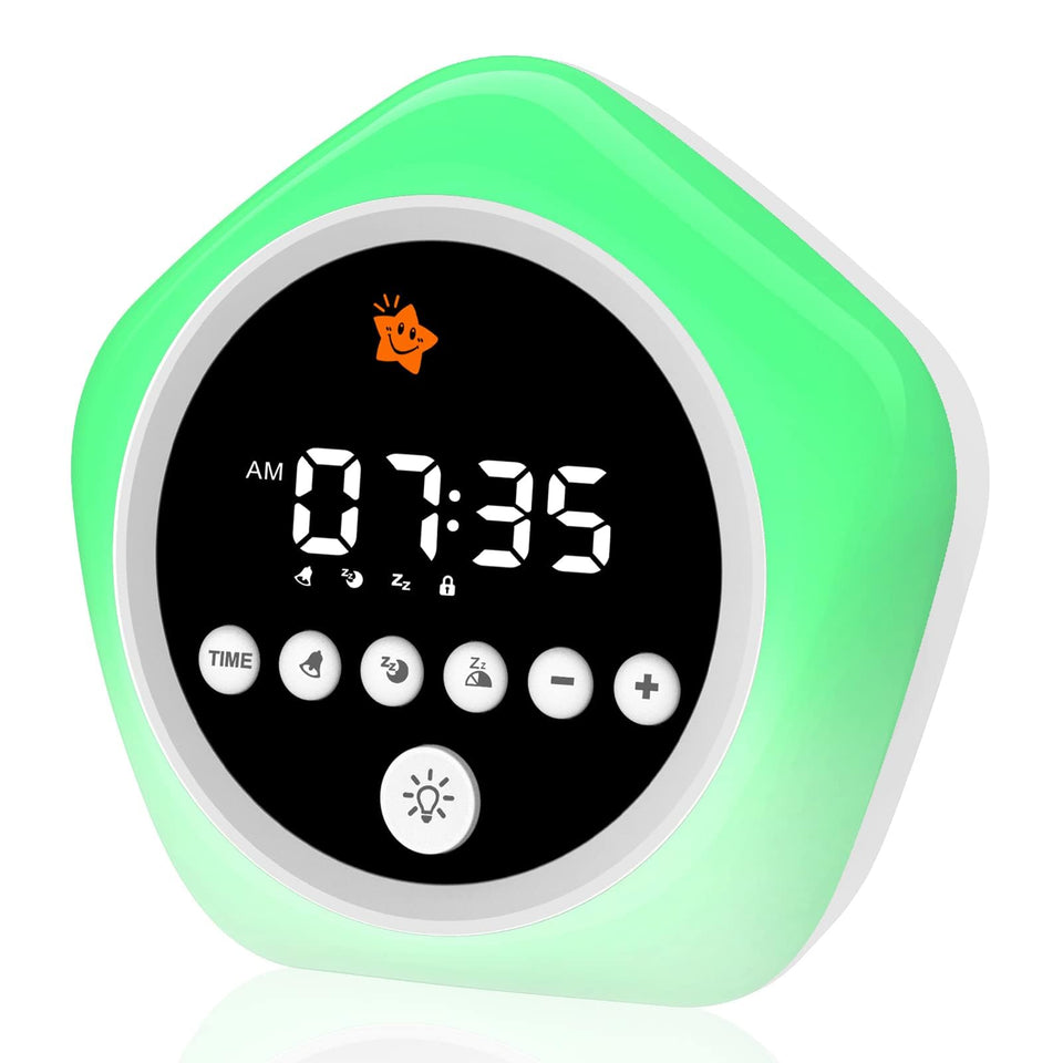 DINVEL Kids Alarm Clock display showing wake signal for easier mornings