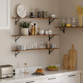 DINZI LVJ floating shelves display books and decor neatly in living spaces.