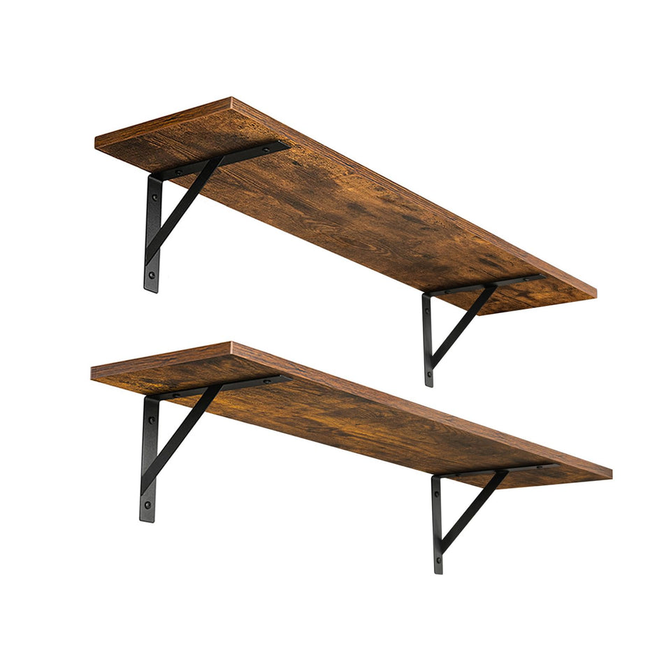 DINZI LVJ wall shelves rustic brown on the wall for sturdy two-shelf storage.