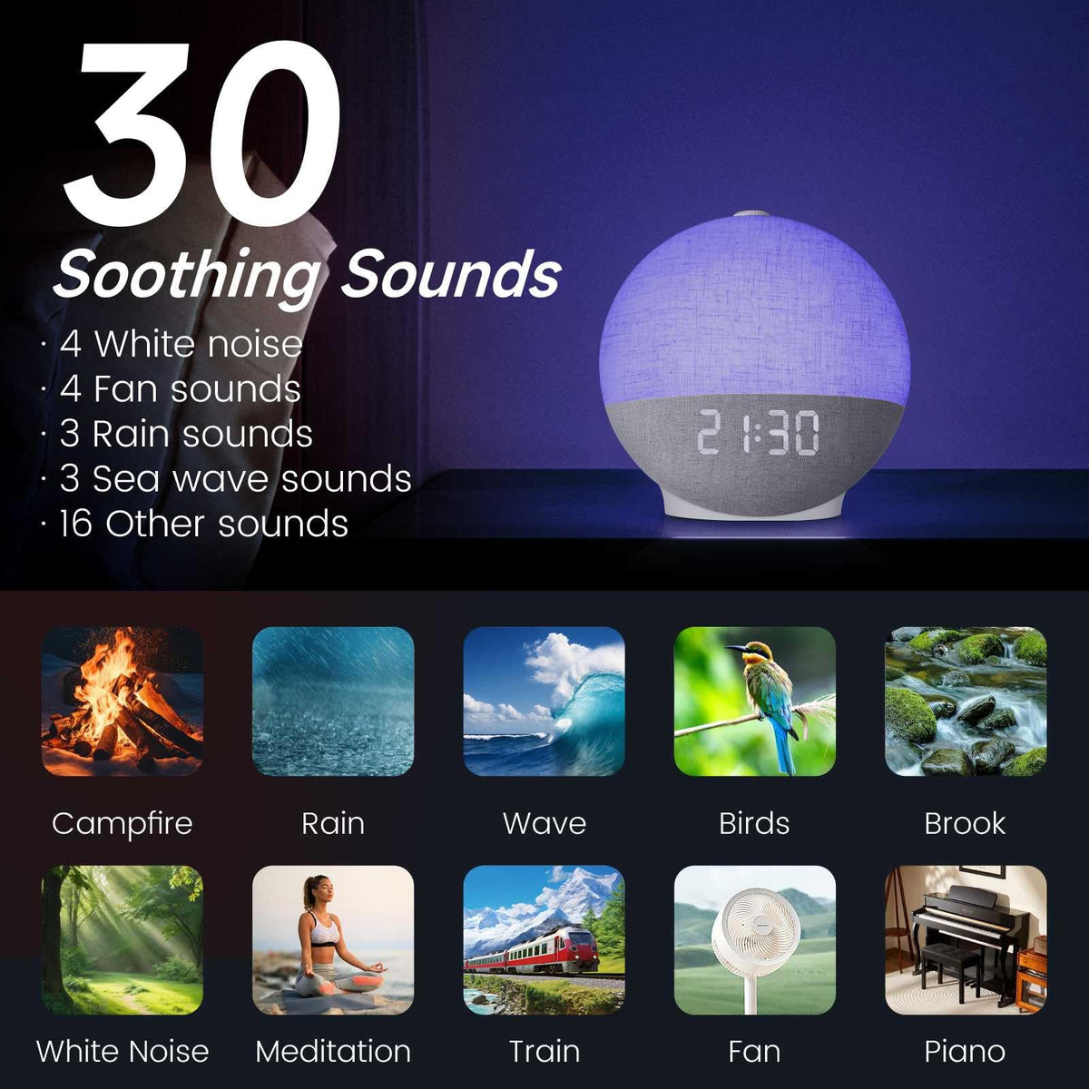 Diol Tode Night Light with 12 colors creates relaxing ambience.